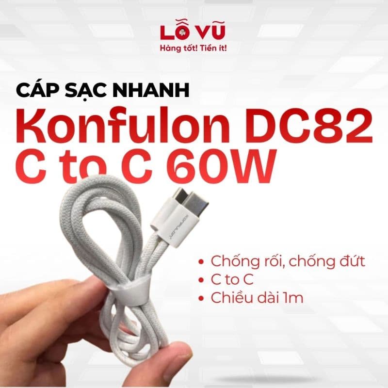 Combo 3 Cáp sạc nhanh C to C 60W Konfulon DC82