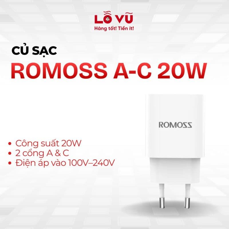 Củ sạc ROMOSS 1A,1C 20W