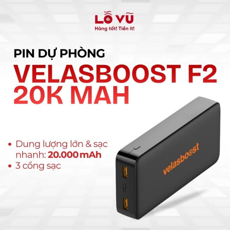 [SẠC NHANH] PIN DỰ PHÒNG VELASBOOST F2 (20K MAH)