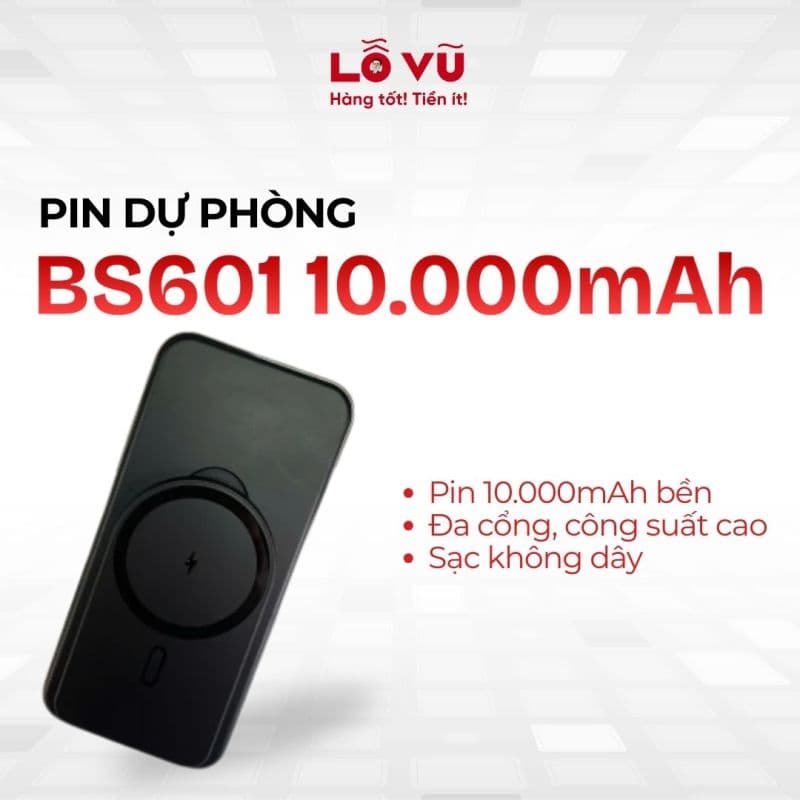 [SẠC NHANH] Pin dự phòng 10.000mAh BS601 - Sạc magsafe không dây