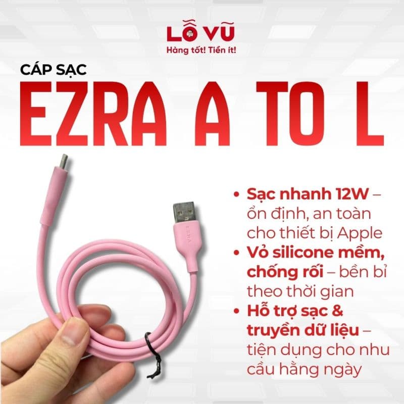 Cáp sạc EZRA - A to L (Nobox - nhiều màu)