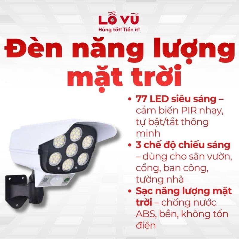 Đèn năng lượng mặt trời 77LED