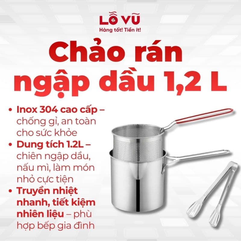 Chảo rán ngập dầu 1,2 L