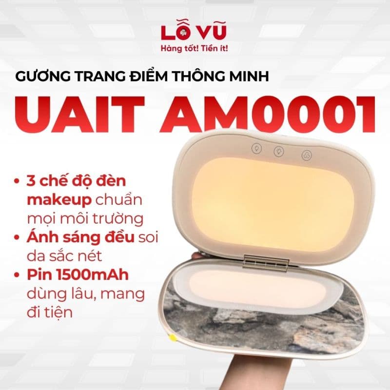 Gương Trang Điểm UAIT AM0001 - Gương lắp ô tô - sang chảnh, đẳng cấp