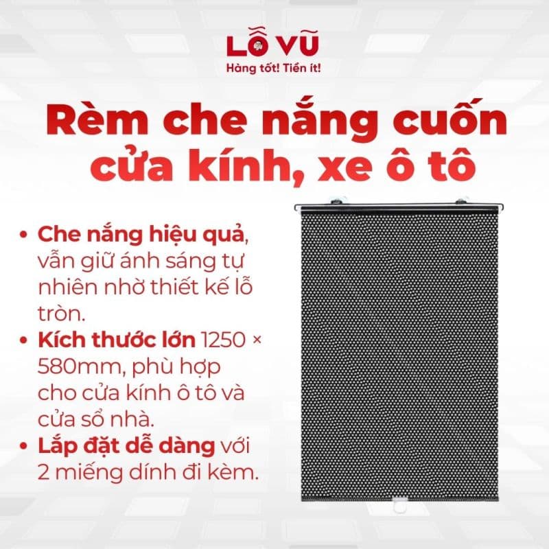 Rèm che nắng cuốn cho cửa kính, xe ô tô
