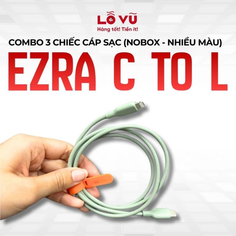 Combo 3 Cáp sạc C to L EZRA (Nobox - nhiều màu)