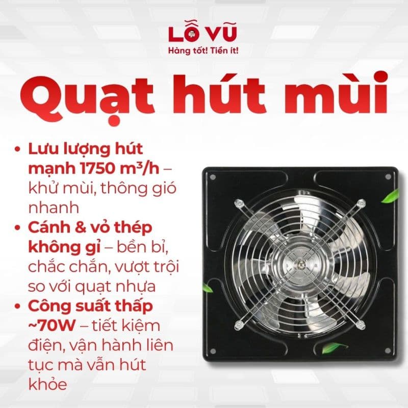 Quạt hút mùi cho phòng bếp, nhà vệ sinh