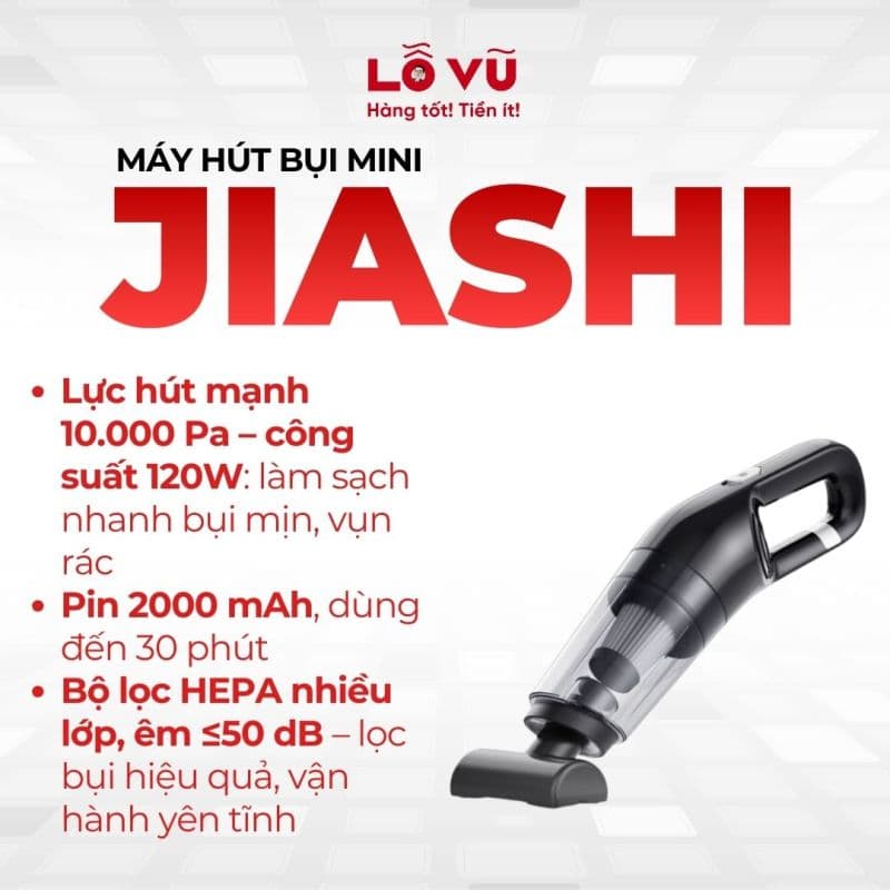 Máy hút bụi cầm tay mini không dây JIASHI