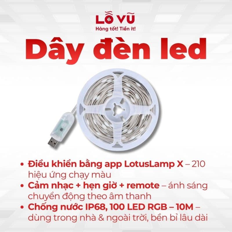 Dây đèn led, Đèn fairy light giọt lệ dây dài 10M chống nước, chỉnh app hiệu ứng chạy đuổi, cảm nhạc