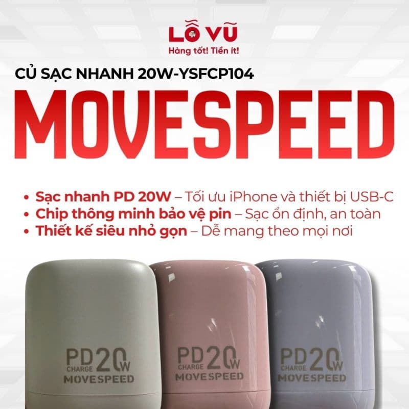 Củ sạc nhanh MOVESPEED 20W-YSFCP104
