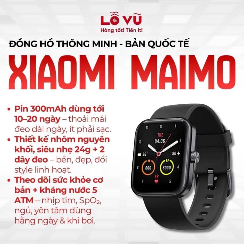 Đồng hồ thông minh Xiaomi Maimo, bản quốc tế, 2 dây đeo - WT2105