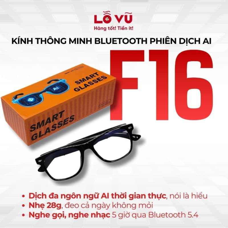 Kính thông minh Bluetooth phiên dịch AI F16