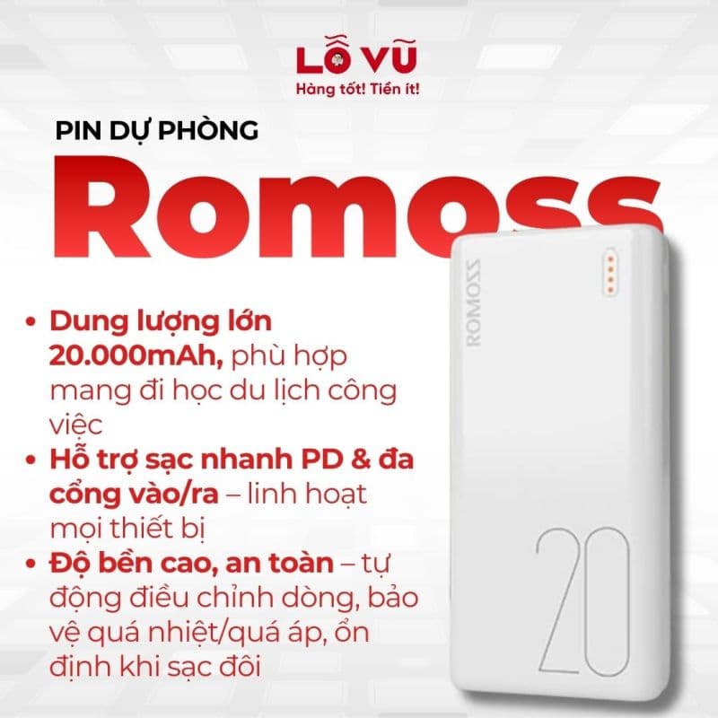 Pin dự phòng Romoss 20.000mAh