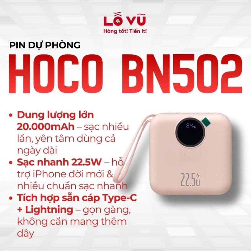Pin dự phòng Hoco BN502 20.000mAh - 22.5W
