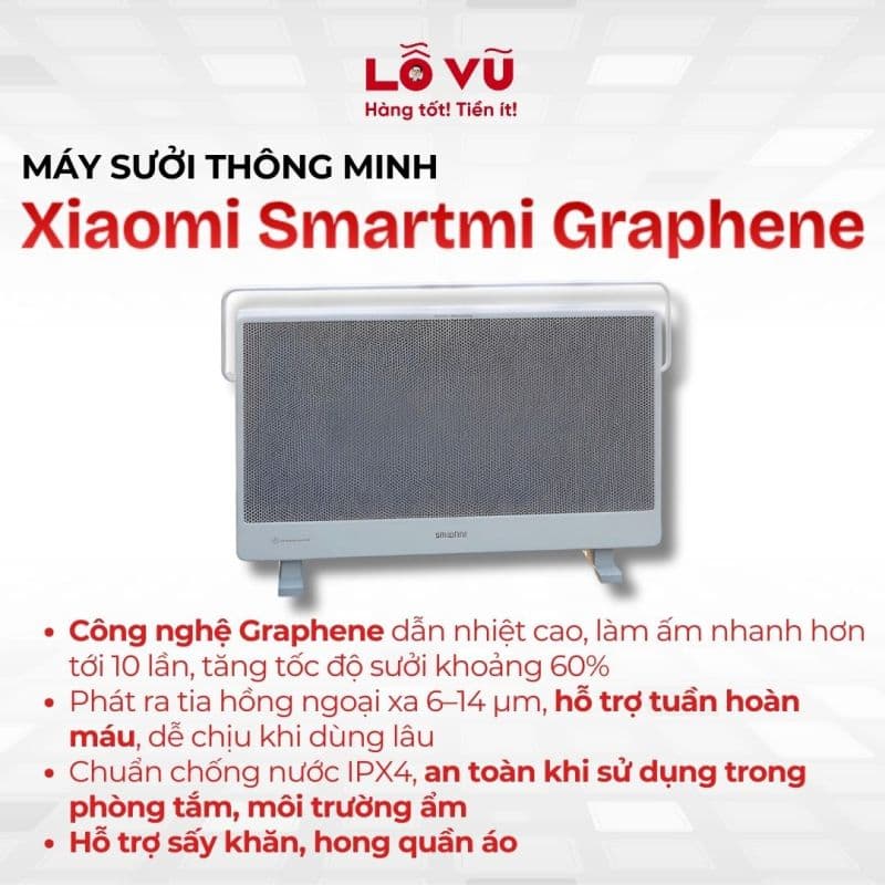 Máy sưởi thông minh Xiaomi Smartmi Graphene GR-H – 3 chế độ, có sấy khăn