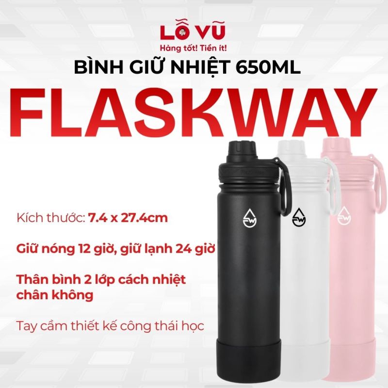Bình giữ nhiệt FLASKWAY dung tích 650ml - Có đế lót
