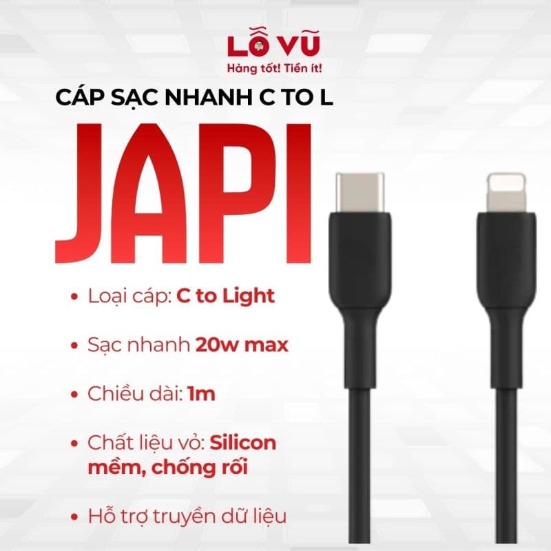 Cáp sạc C to L JAPI