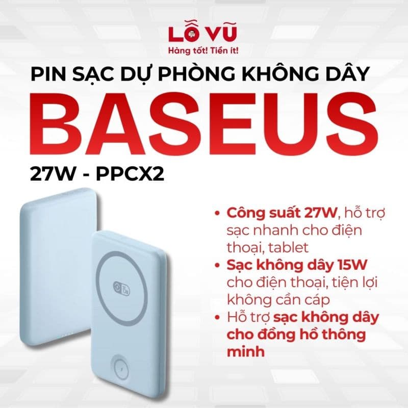 Pin dự phòng magsafe Baseus 10.000mAh - 27W - PPCX2