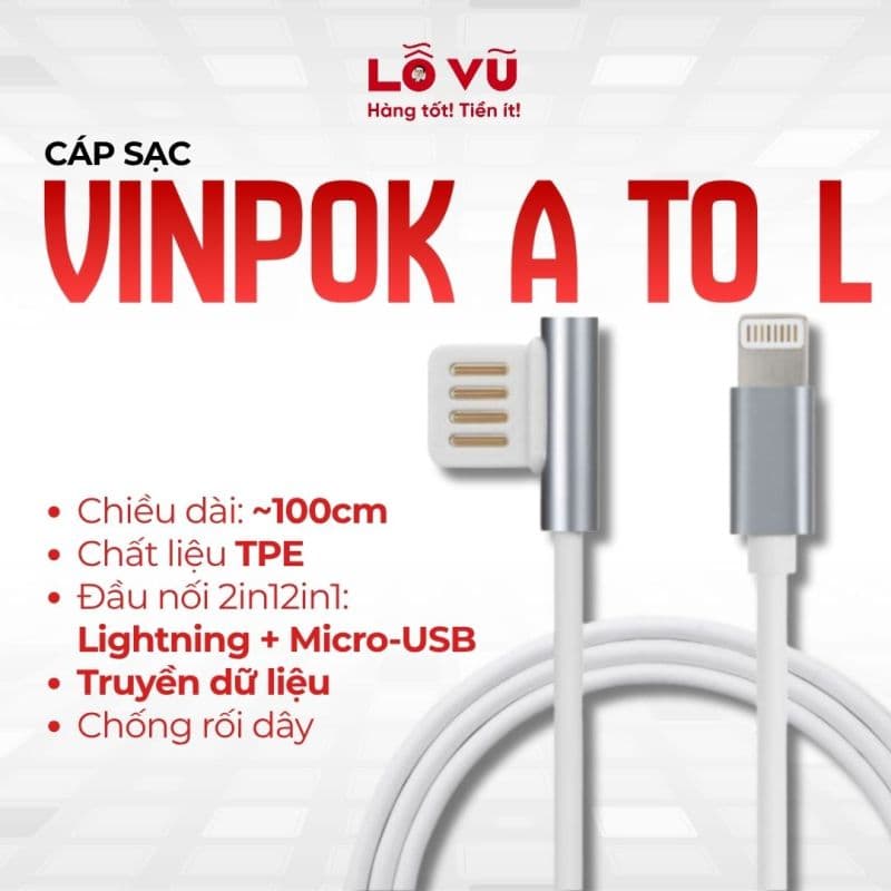 Cáp sạc Vinpok A to L