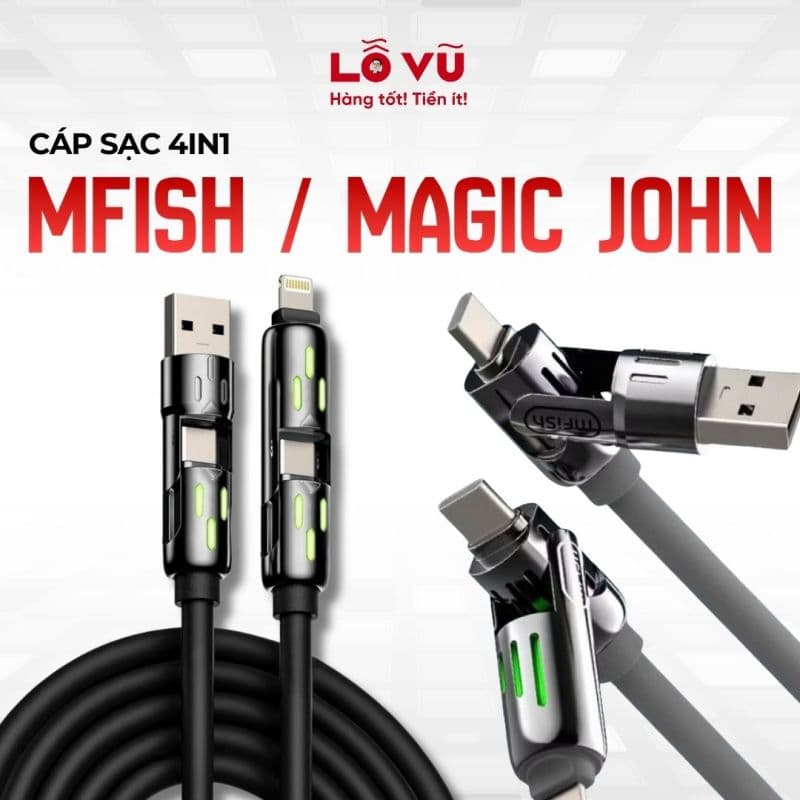 Cáp sạc 4 in 1 Mfish (2m) & Magic John (1.2m)
