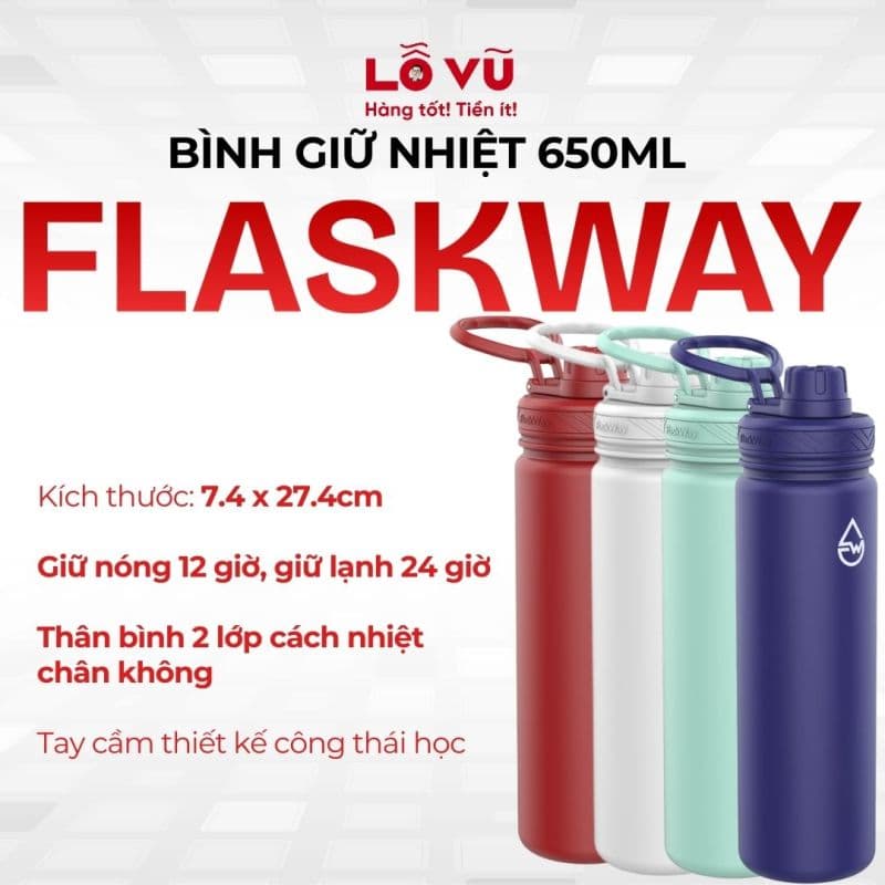 Bình giữ nhiệt FLASKWAY 650ml - Không đế lót