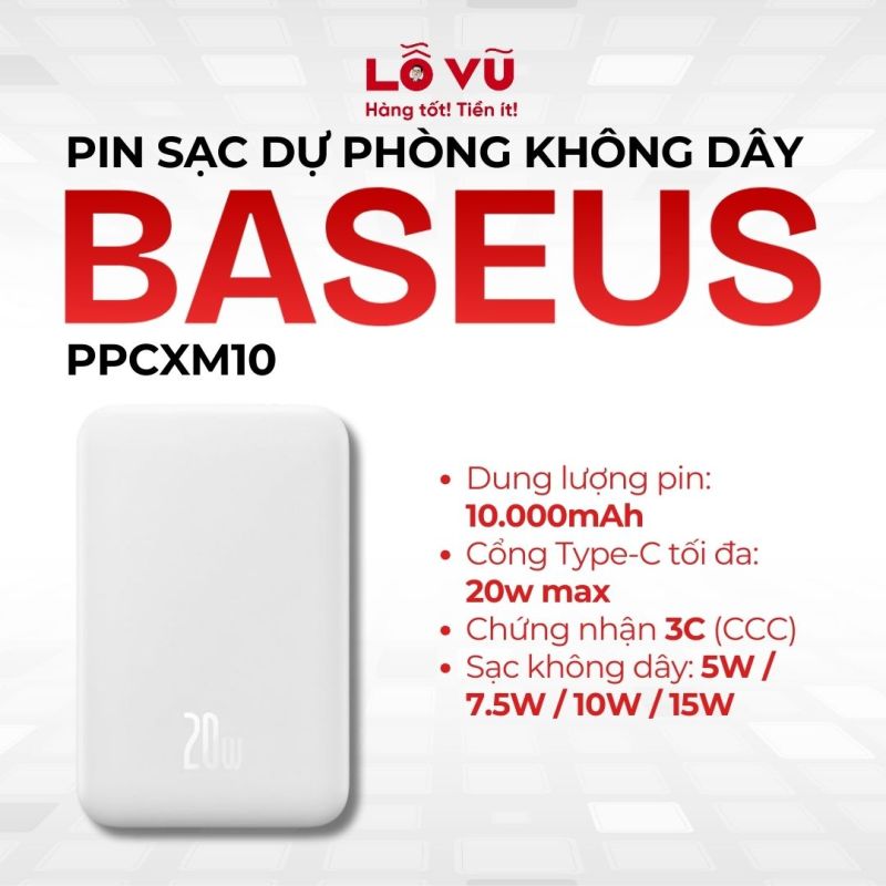 Pin dự phòng magsafe Baseus 10.000mAh - PPCXM10