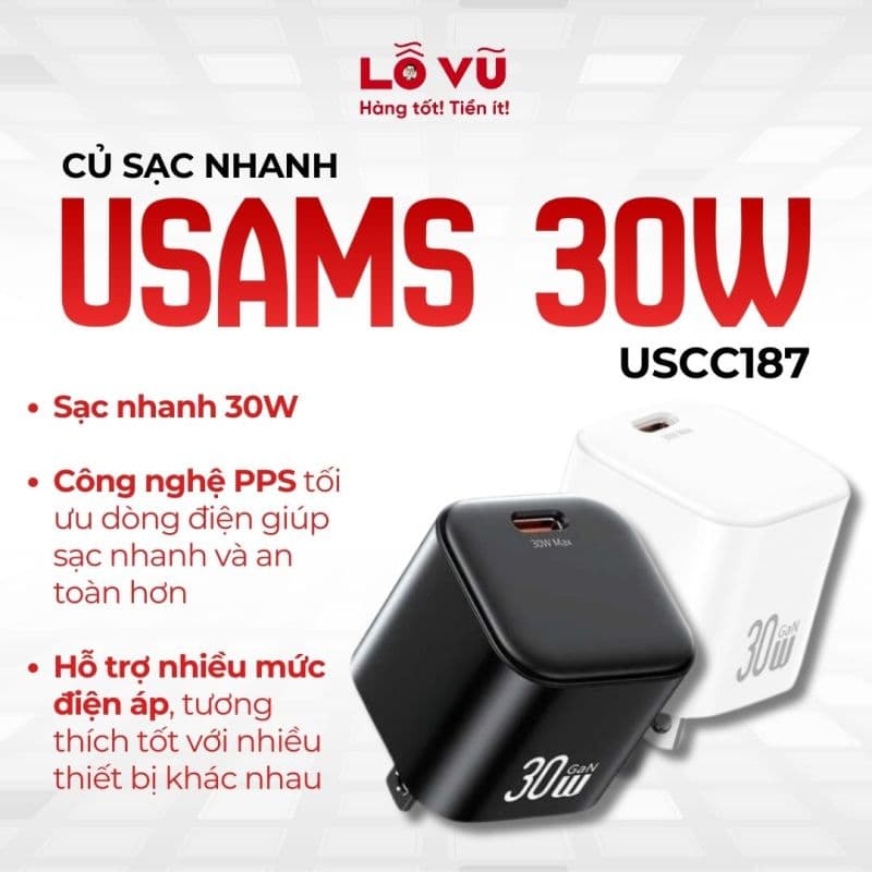 Củ sạc nhanh USAMS 30W - USCC187
