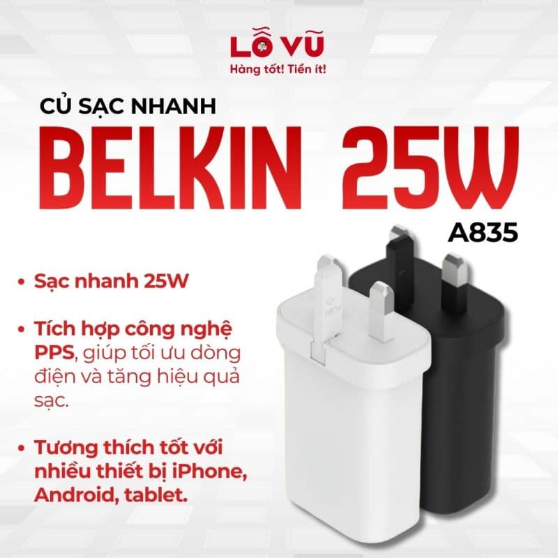 Củ sạc nhanh Belkin 25W - A835