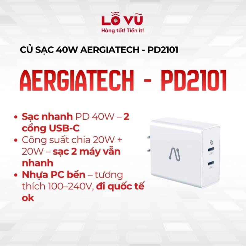Củ sạc 40W Aergiatech - PD2101