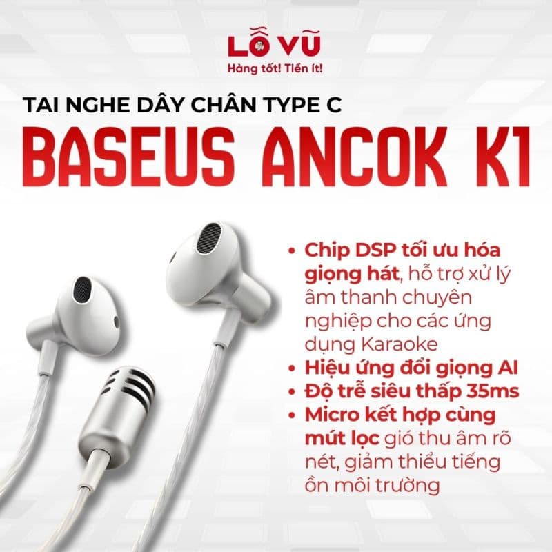 Tai nghe dây chân Type C BASEUS ANCOK - K1