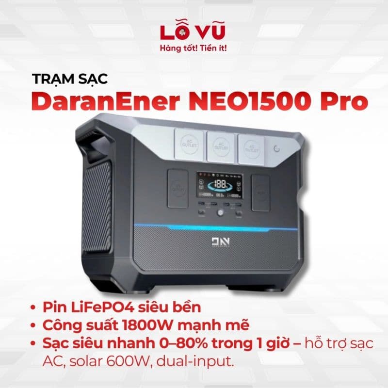Trạm sạc 1800W DaranEner NEO1500 Pro