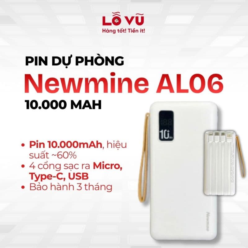 Pin dự phòng Newmine AL06 10.000mAh