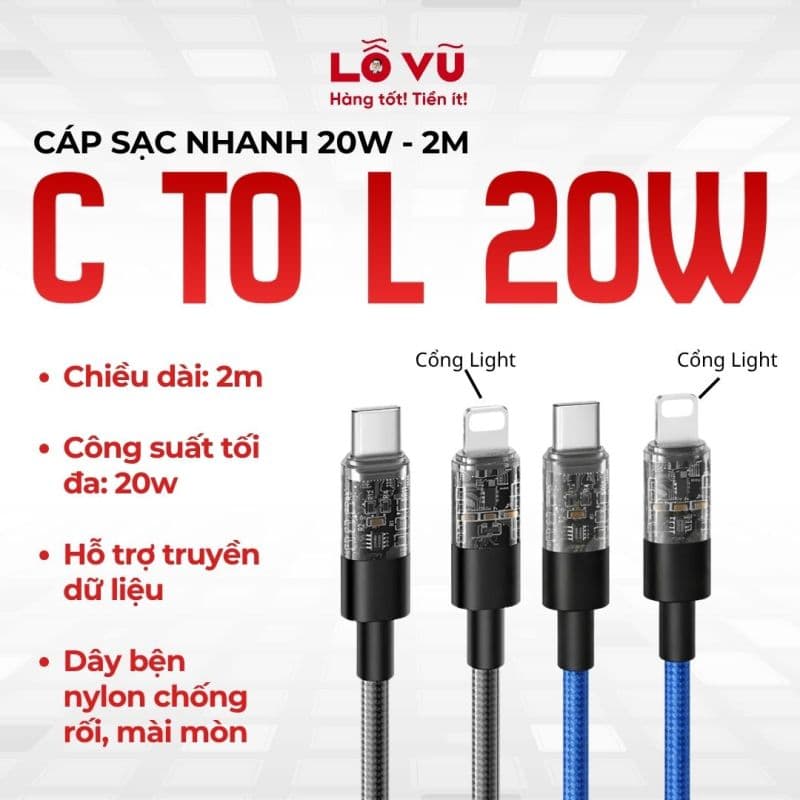 Cáp C to L (Lộ mạch) 20W - 2M