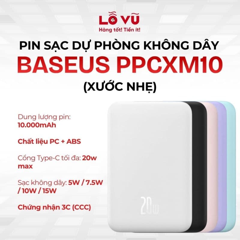 Pin dự phòng không dây Baseus PPCXM10 10.000mAh - Xước nhẹ