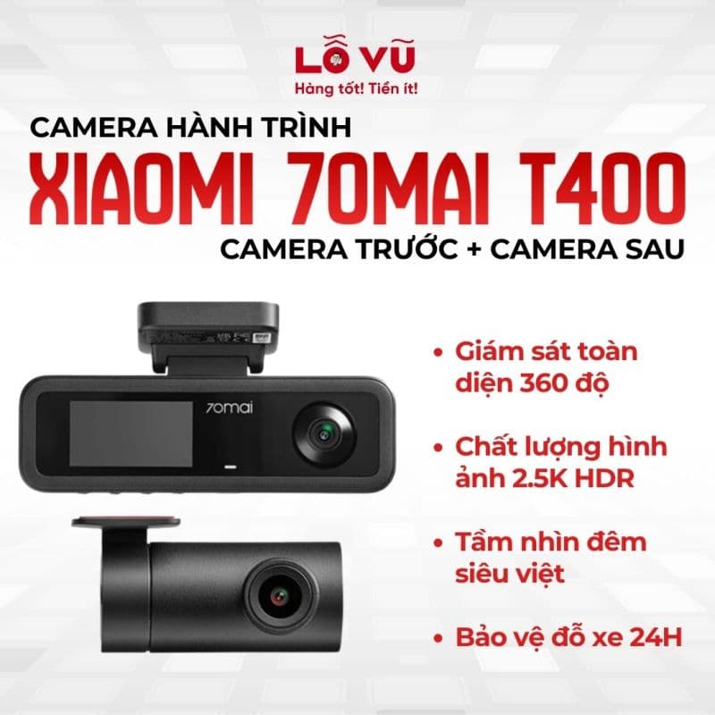 Camera Hành Trình Xiaomi 70mai T400 (Camera trước + Camera sau)