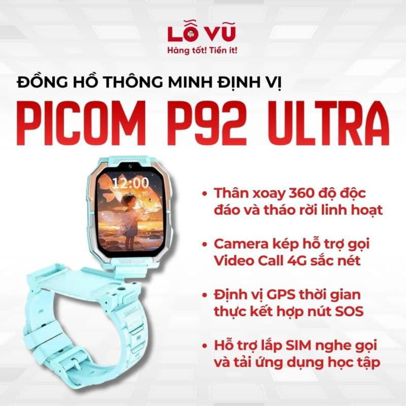 Đồng hồ thông minh định vị Picom P92 Ultra