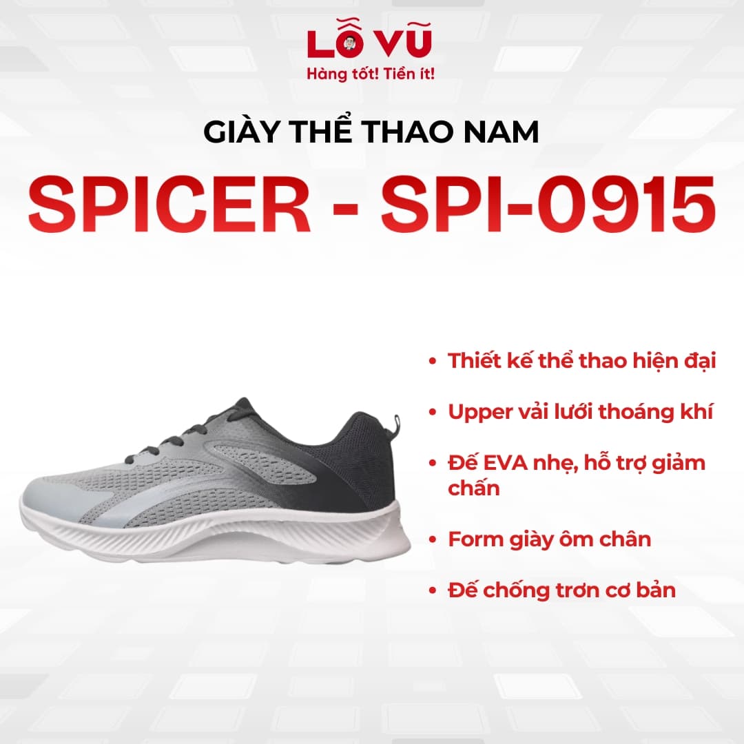 Giày Thể Thao Nam Nữ SPICER SPI-0915 Cao Cấp - Giày Đi Bộ Vải Lưới Upper Thoáng Khí Đế Đúc EVA Siêu Nhẹ Giảm Chấn Ôm Chân Êm Ái