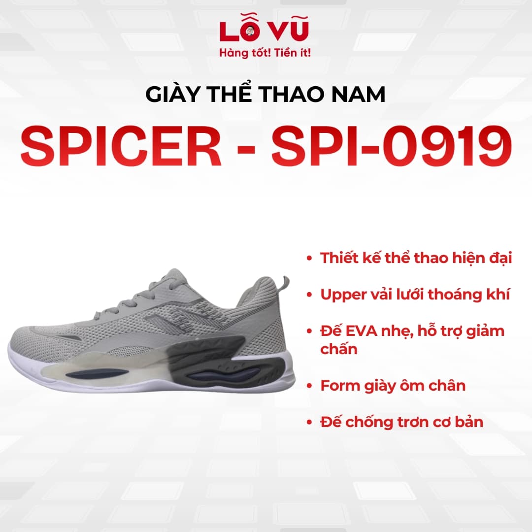 Giày Thể Thao Nam Nữ SPICER SPI-0919 Cao Cấp - Giày Đi Bộ Vải Lưới Upper Thoáng Khí Đế Đúc EVA Siêu Nhẹ Giảm Chấn Ôm Chân Êm Ái