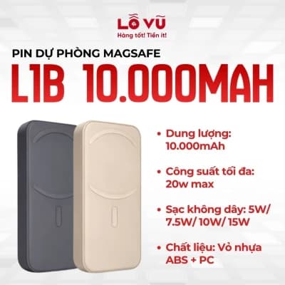 Pin dự phòng Magsafe 10.000mAh - L1B - Sạc nhanh 20W, sạc không dây 15W, hỗ trợ PPS, cực nhỏ gọn