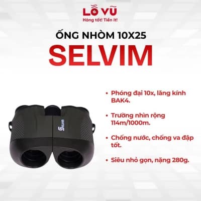 Ống Nhòm Du Lịch Cao Cấp Selvim 10x25 Hệ Lăng Kính BAK4 Siêu Sắc Nét - Ống Nhòm Nhỏ Gọn Bỏ Túi Chống Nước Trường Nhìn Rộng Thể Thao Dã Ngoại Xem Concert